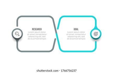 Vector Infographic template. Modern design with icons and 2 options or steps.