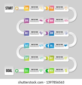 Vector Infographic Template. Modern Timeline diagram calendar with Options Steps with Marketing Icons most useful can be used for presentation, diagrams, annual reports, workflow layout