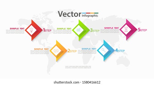 Vector infographic template with multiple options workflow, Colorful business process graphic elements. Eps 10