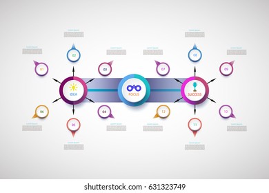 Vector infographic template with number 12 step, integrated circles.Business concept with options.For content,diagram,flowchart, steps,parts, timeline infographics, workflow layout, chart,illustration