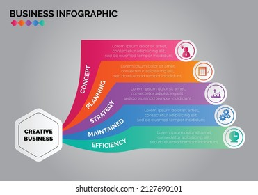 Vector infographic template with paper label, integrated circles. Business concept with 5 options
