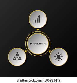 Vector infographic template with paper label, integrated circles. Options with icons. For content, diagram, flowchart, steps, parts, timeline infographics, workflow layout, chart