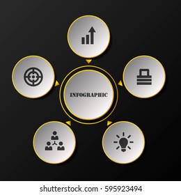 Vector infographic template with paper label, integrated circles. Options with icons. For content, diagram, flowchart, steps, parts, timeline infographics, workflow layout, chart