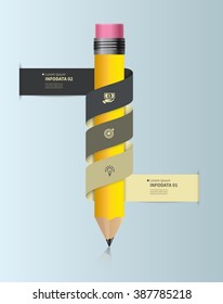 Vector infographic template with pencil and ribbons. Design business concept for presentation, graph and diagram. Options, parts, steps or processes. Vector EPS10.