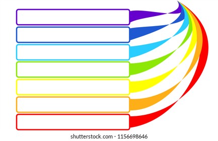 Vector infographic template for presentation or chart with rainbow colors. Business concept with 7 steps, parts or processes. 