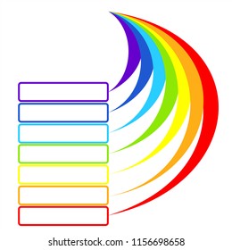 Vector infographic template for presentation or chart with rainbow colors. Business concept with 7 steps, parts or processes. 