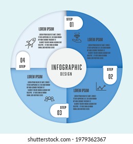 Vector infographic template for presentation. Circle process diagram 4 step.