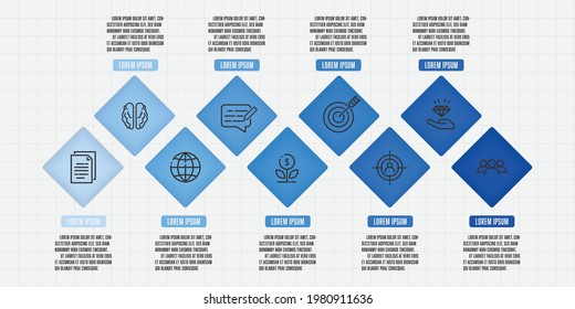 Vector infographic template for presentation. Process diagram with business icon 9 step.