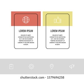 Vector infographic template with rectangles. Business data visualization with 2 options and marketing icons