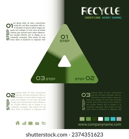 Vector infographic template. Recycle arrows sign. Presentation slide template. Business concept with 3 options, parts, steps, processes. Recycle infographics on a blue background, excellent vector 