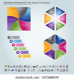 Vector infographic template (regular pentagon): Infographic, infochart , diagram & flowchart design for presentation & business (Part 92)
