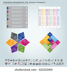 Vector infographic template (regular pentagon): Infographic, infochart, diagram & flowchart design for presentation & business (Part 56)