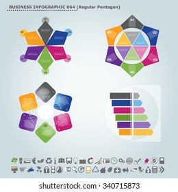 Vector infographic template (regular pentagon): Infographic, infochart , diagram & flowchart design for presentation & business (Part 64)