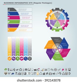 Vector infographic template (regular pentagon): Infographic, infochart , diagram & flowchart design for presentation & business (Part 75)