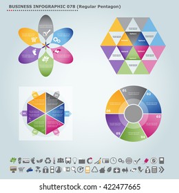 Vector infographic template (regular pentagon): Infographic, infochart , diagram & flowchart design for presentation & business (Part 78)