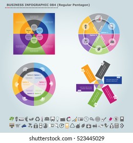 Vector infographic template (regular pentagon): Infographic, infochart , diagram & flowchart design for presentation & business 