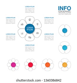 Vector infographic template set for circular diagram, graph, presentation, chart, business concept with 2, 3, 4, 5, 6, 7, 8 options.