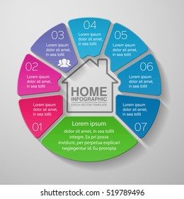 Vector infographic template, seven options, home