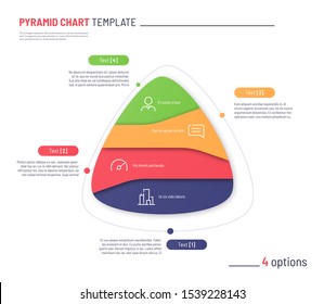 Vector infographic template in the shape of triangle, pyramid divided by 4 parts.