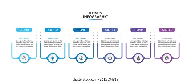 Vector Infographic template six option process or step for business