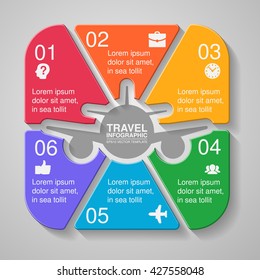 Vector infographic template, six options, travel