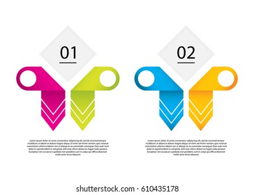 Vector infographic template with special origami elements.Business banner with colored arrows.