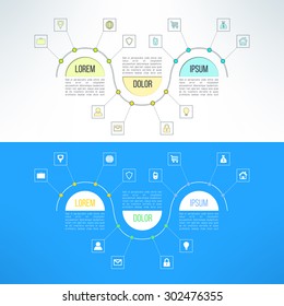Vector infographic template suitable for business presentations, timelines and reports. Three steps process.