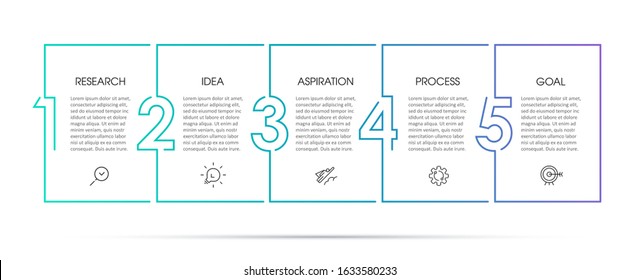 Vector Infographic template. Thin line design with icons and 5 options or steps. Business concept.