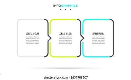 Vector Infographic template. Thin line design with 3 options or steps. Business concept.