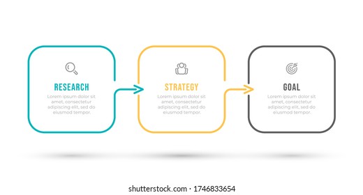 Vector Infographic template. Thin line design label with arrows and 3 options, steps or processes. Can be used for workflow diagram, info chart, presentation.