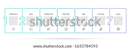 Vector Infographic template. Thin line design with icons and 7 options or steps. Business concept.
