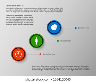 Plantilla de infografía vectorial con tres iconos de color