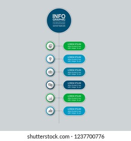 Vector infographic template for vertical diagram, graph, presentation, chart, business concept with 6 options.