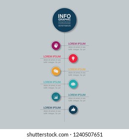 Vector infographic template for vertical diagram, graph, presentation, chart, business concept with 6 options.