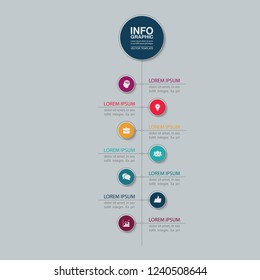 Vector infographic template for vertical diagram, graph, presentation, chart, business concept with 7 options.