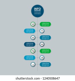 Vector infographic template for vertical diagram, graph, presentation, chart, business concept with 7 options.