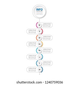 Vector infographic template for vertical diagram, graph, presentation, chart, business concept with 8 options.