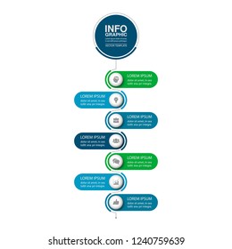 Vector infographic template for vertical diagram, graph, presentation, chart, business concept with 7 options.
