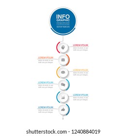 Vector infographic template for vertical diagram, graph, presentation, chart, business concept with 6 options.