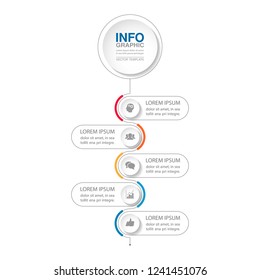 Vector infographic template for vertical diagram, graph, presentation, chart, business concept with 5 options.