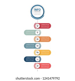 Vector infographic template for vertical diagram, graph, presentation, chart, business concept with 7 options.