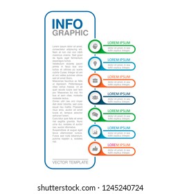 Vector infographic template for vertical diagram, graph, presentation, chart, business concept with 7 options.