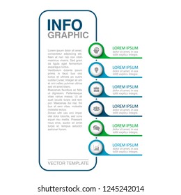 Vector infographic template for vertical diagram, graph, presentation, chart, business concept with 6 options.