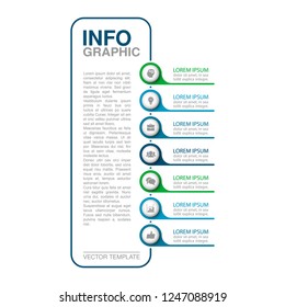 Vector infographic template for vertical diagram, graph, presentation, chart, business concept with 7 options.