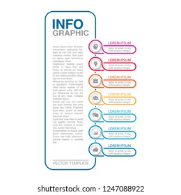 Vector infographic template for vertical diagram, graph, presentation, chart, business concept with 7 options.