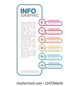 Vector infographic template for vertical diagram, graph, presentation, chart, business concept with 6 options.