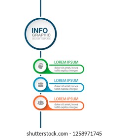 Vector infographic template for vertical diagram, graph, presentation, chart, business concept with 3 options.
