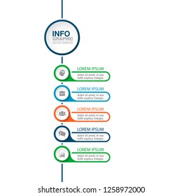 Vector infographic template for vertical diagram, graph, presentation, chart, business concept with 5 options.