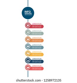Vector infographic template for vertical diagram, graph, presentation, chart, business concept with 7 options.