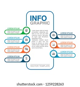 Vector infographic template for vertical diagram, graph, presentation, chart, business concept with 7 options.